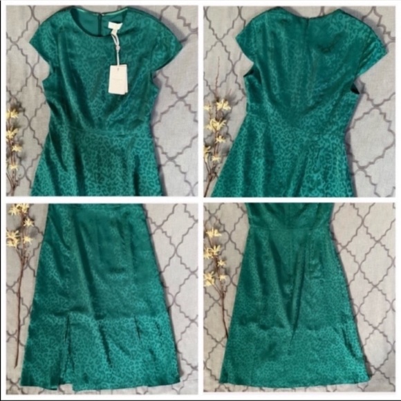 🎀NWT🎀Ted Baker Chic & Sleek Green Subtle Animal Print Midi Dress - Picture 9 of 16